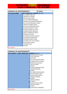 actividades adultos confirmadas. inicio a partir del 1 de octubre