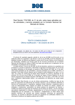 Real Decreto 1732/1998, de 31 de julio, sobre tasas