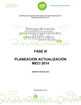 FASE III 2014 - Piedecuestana de Servicios Públicos ESP