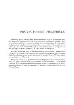 PROYECTO BEST: PREÁMBULO - La Bible en ses Traditions