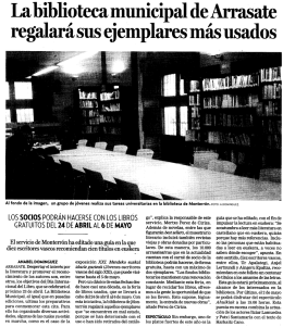 La biblioteca municipal de Arrasate regalará sus ejemplares más