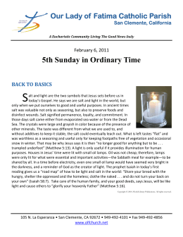 5th Sunday in Ordinary Time - Our Lady of Fatima Catholic Church