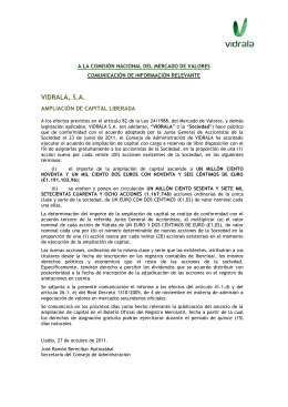 27/10/2011 Vidrala anuncia una ampliación de capital liberadaPDF