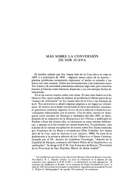 MÁS SOBRE LA CONVERSIÓN DE SOR JUANA