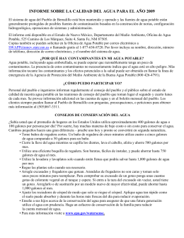 INFORME SOBRE LA CALIDAD DEL AGUA PARA EL AÑO 2009