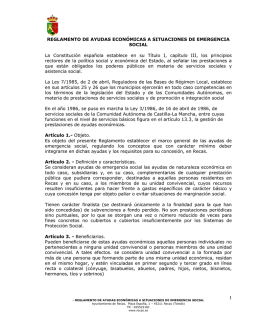 Reglamento de Ayudas económias a situaciones de emergencia