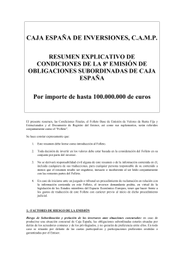 Resumen Condiciones 8 Emisión Deuda