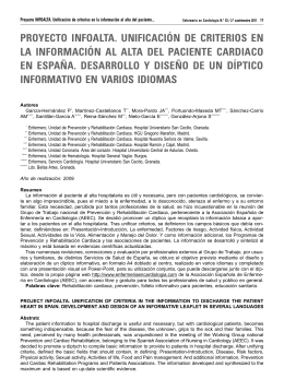 proyecto infoalta. unificación de criterios en la información al alta del