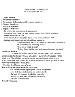 Agenda del PTA de Desmond 11 de diciembre del 2014 . Llamar a