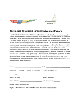 Documento de Solicitud para una Subvención Pastoral