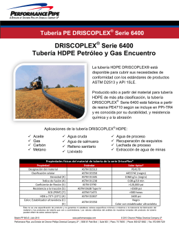 DRISCOPLEX Serie 6400 Tubería HDPE Petróleo y Gas Encuentro