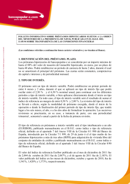 1. IDENTIFICACIÓN DEL PRÉSTAMO. PLAZO. Los préstamos