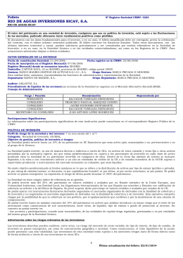 RIO DE AGUAS INVERSIONES SICAV, S.A.