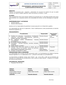SISTEMA DE GESTION DE CALIDAD PROCEDIMIENTO. GESTION