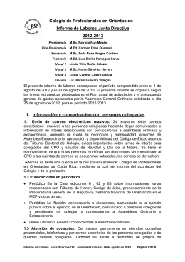 Informe 2012-2013 - Colegio de Profesionales en Orientación de