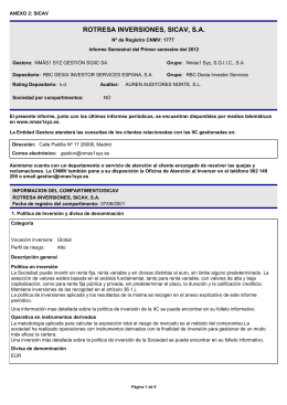 ROTRESA INVERSIONES, SICAV, S.A.