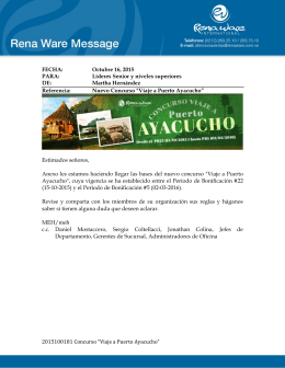 2015100181 Concurso “Viaje a Puerto Ayacucho” FECHA: Octubre