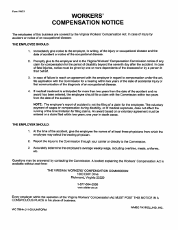 WORKERS` COMPENSATION NOTICE