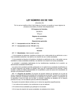 LEY NMERO 222 DE 1995 - Superintendencia de Sociedades