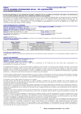 dulce nombre inversiones sicav, "en liquidación"