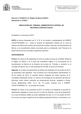 Recurso nº 975/2014 C.A. Región de Murcia 45/2014 Resolución nº