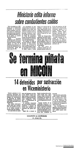 Diario La Prensa - Publicación Censurada 19 Junio 1985