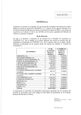VOCENTO S. A. Conforme a lo previsto en el apartado 18.4 del