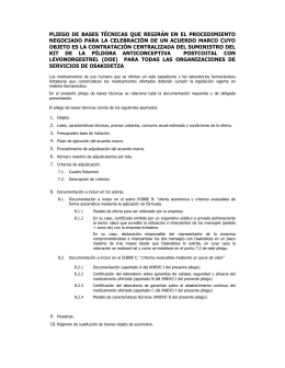 PLIEGO DE BASES TÉCNICAS QUE REGIRÁN EN EL