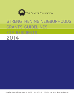strengthening neigborhoods grants guidelines for residents
