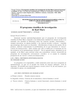 El programa científico de investigación de Karl Marx