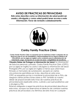 AVISO DE PRACTICAS DE PRIVACIDAD Canby Family Practice
