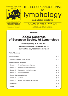 Session Oral Communications - European Society of Lymphology