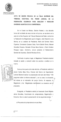 ACTA DE SESIÓN PRIVADA DE LA SUPERIOR DEL
