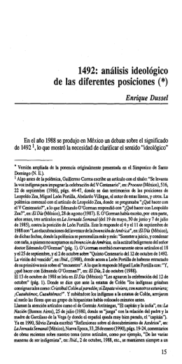 1492: análisis ideológico de las diferentes