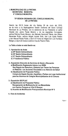 SESIÓN ORDINARIA DEL CONCEJO MUNICIPAL DE LA PI