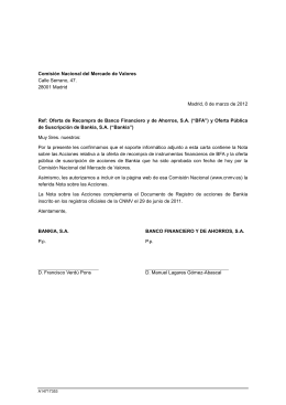 Comisión Nacional del Mercado de Valores Calle Serrano, 47