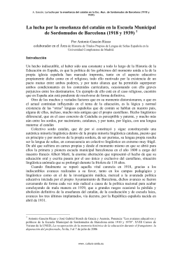 La lucha por la enseñanza del catalán en la Escuela