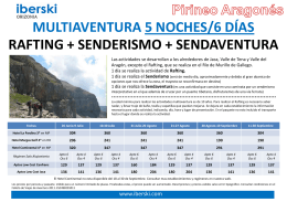 multiaventura rafting + senderismo + sendav iaventura 5 noches/6