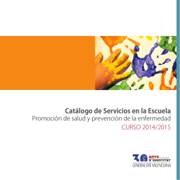 Catálogo de Servicios en La Escuela. Promoción de salud y