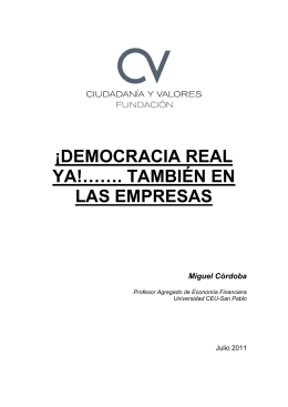 ¡DEMOCRACIA REAL YA - Fundación Ciudadanía y Valores