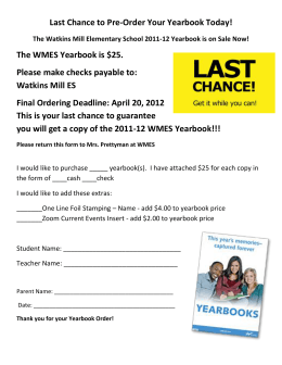 Last Chance to Pre-Order Your Yearbook Today! The WMES