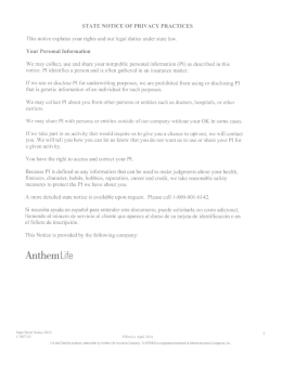 Anthem Notice of Privacy Practices