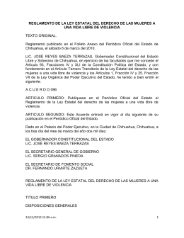 Reglamento Ley estatal del derecho de las mujeres a una vida libre
