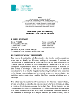 PROGRAMA DE LA ASIGNATURA: INTRODUCCIÓN A LA