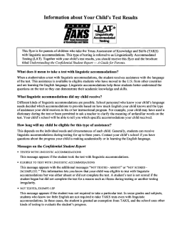 Page 1 Information about Your Child`s Test Results * * * * * This flyer