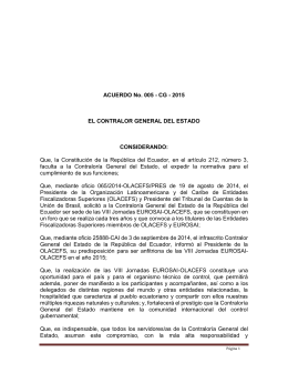 ACUERDO No. 005 - CG - 2015 EL CONTRALOR GENERAL DEL