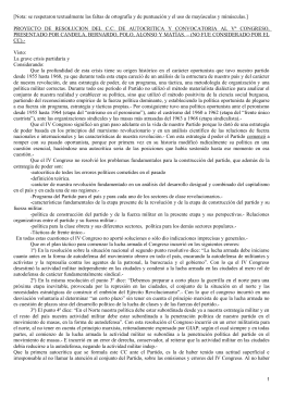 1970. Proyecto de autocritica al V Congreso PRT