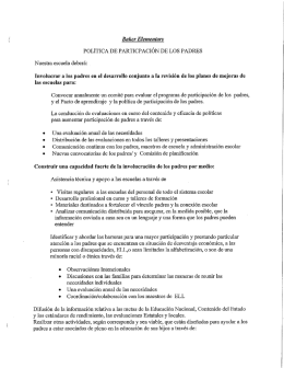 Baker Elementag¿ POLÍTICA DE PARTICPACIÓN DE LOS PADRES