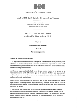 Ley 24/1988, de 28 de julio, del Mercado de Valores, BOE núm. 181