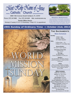 29th Sunday of Ordinary Time ~ October 21st, 2012